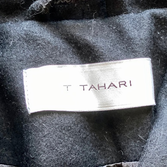 T Tahari Black Herringbone Wool-Blend Trench Coat - Picture 5 of 12